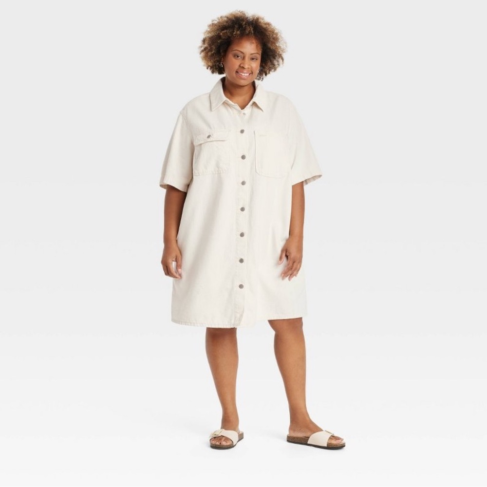 Women’s short sleeve mini shirt dress universal threads off white